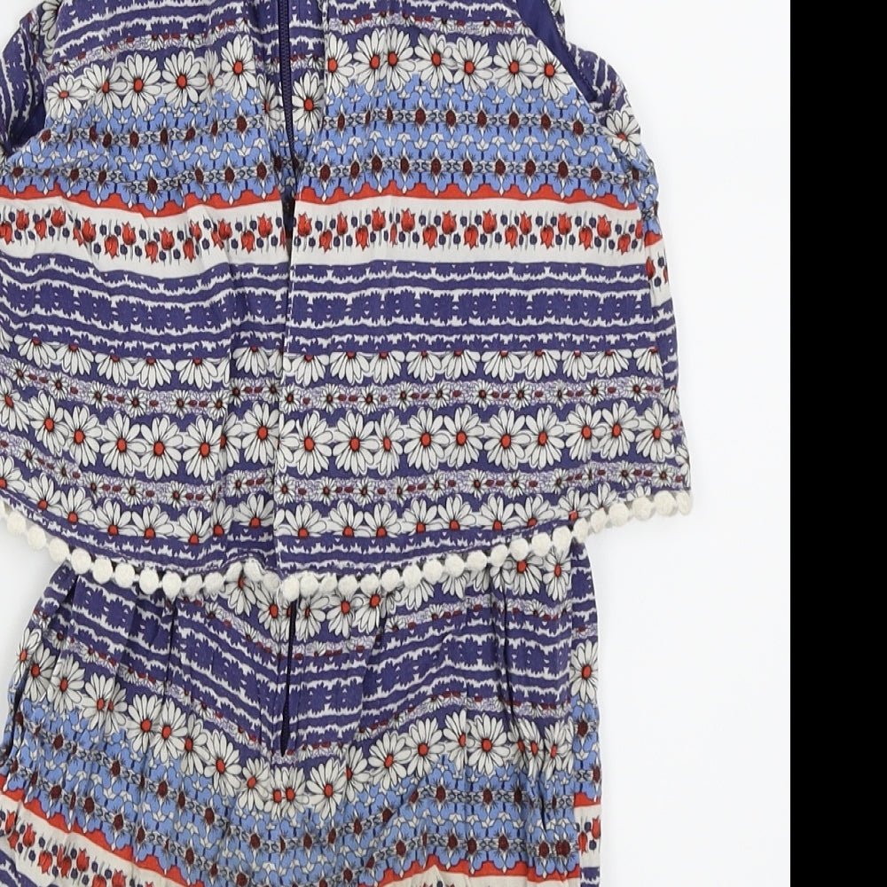 Asda George Girls Blue Flecked  Playsuit One-Piece Size 5-6 Years