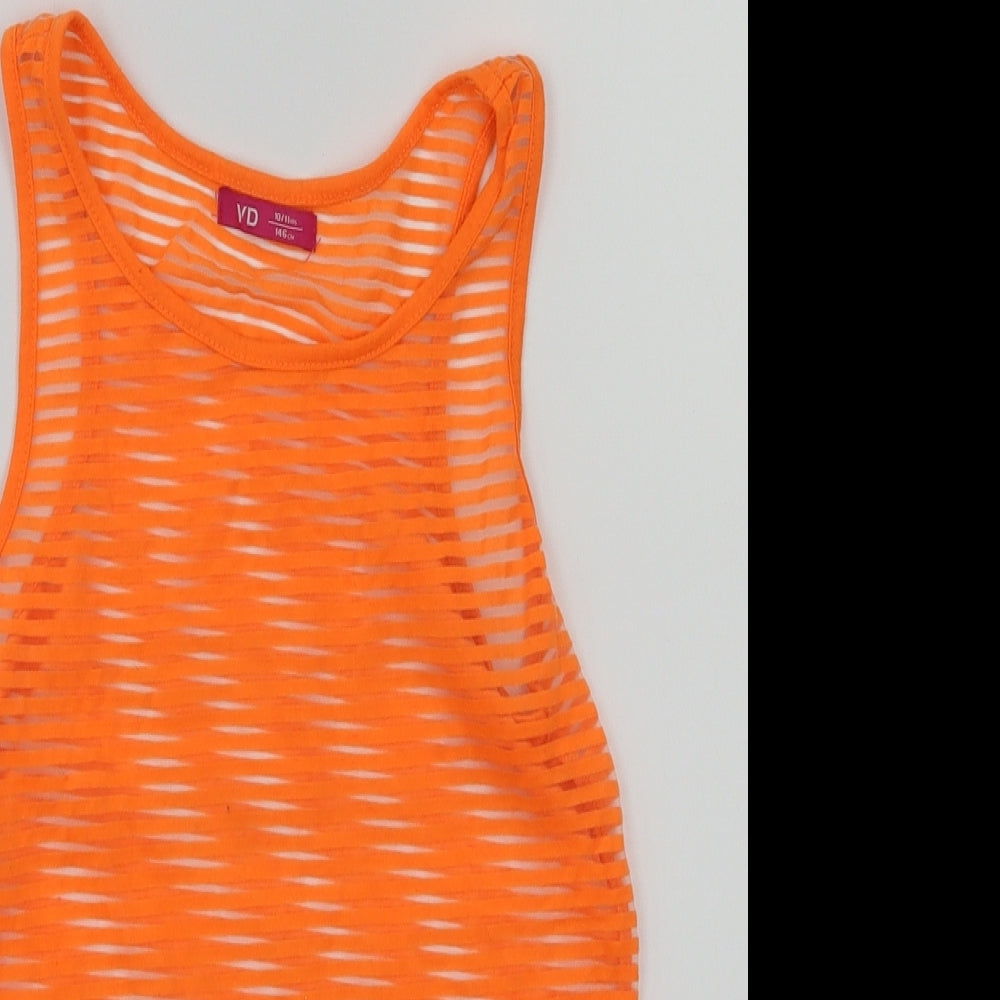 yd Girls Orange   Basic T-Shirt Size 10-11 Years