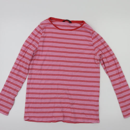 m&s Womens Pink Striped  Basic T-Shirt Size 14