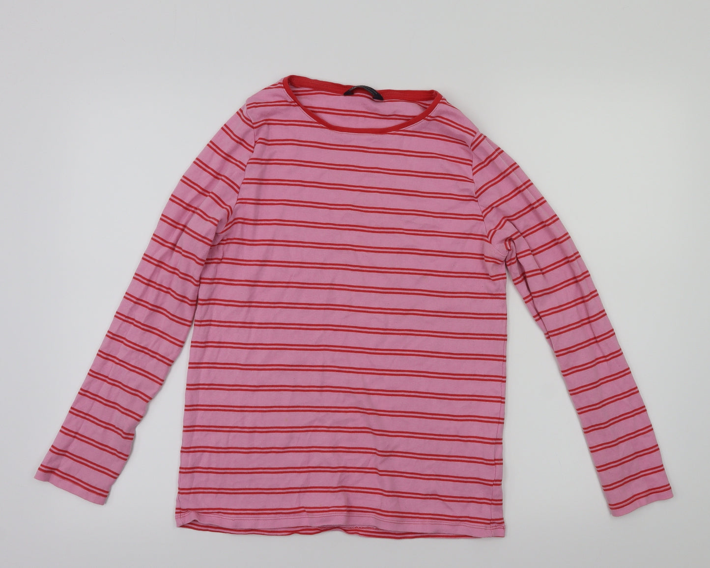 m&s Womens Pink Striped  Basic T-Shirt Size 14