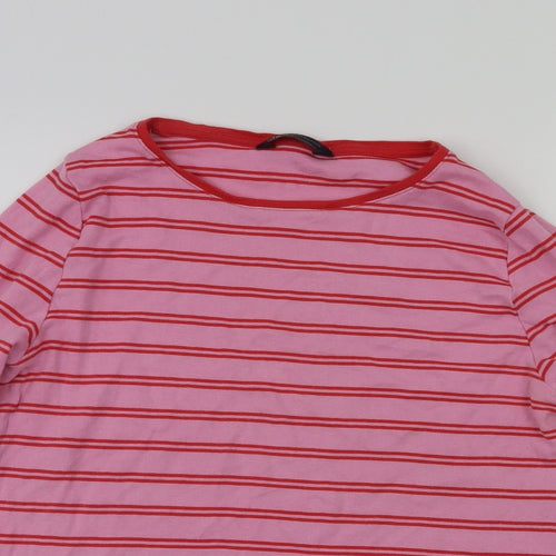 m&s Womens Pink Striped  Basic T-Shirt Size 14