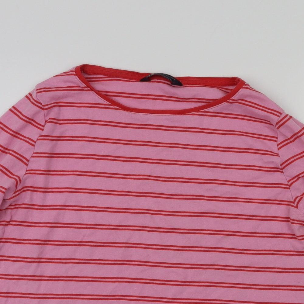 m&s Womens Pink Striped  Basic T-Shirt Size 14