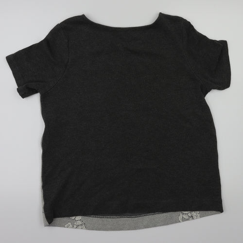 NEXT Womens Grey Floral  Basic T-Shirt Size 16