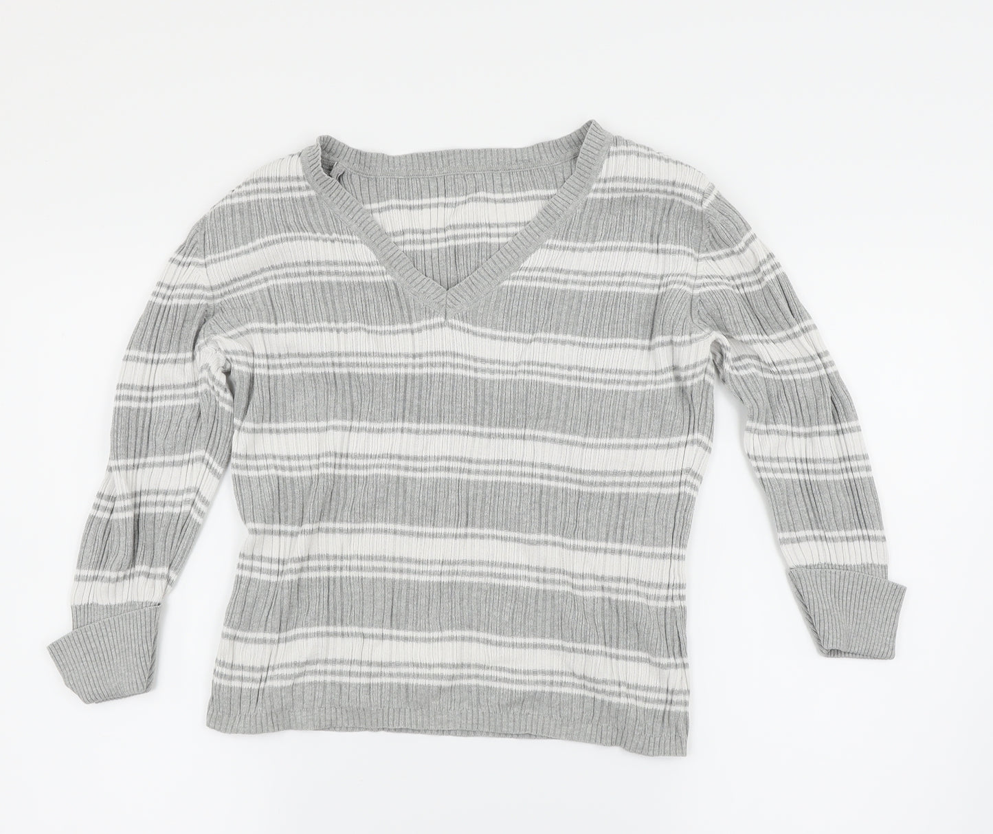 Papaya Womens Grey Striped  Pullover Jumper Size 14