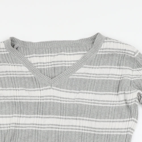 Papaya Womens Grey Striped  Pullover Jumper Size 14