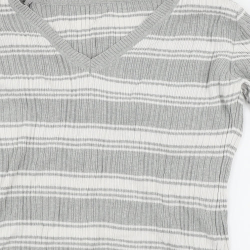 Papaya Womens Grey Striped  Pullover Jumper Size 14