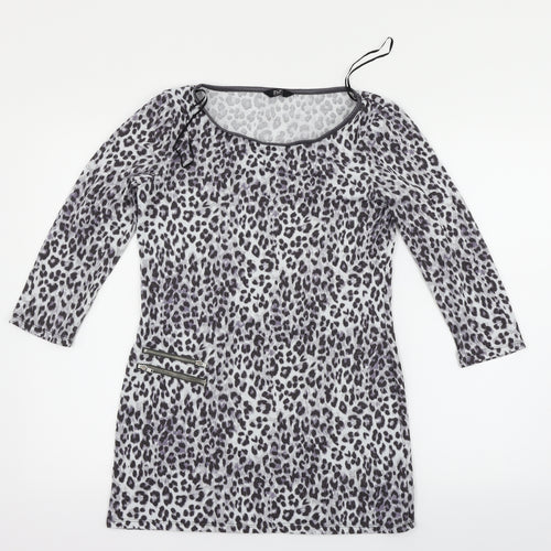 F&F Womens Multicoloured Animal Print  Basic T-Shirt Size 8