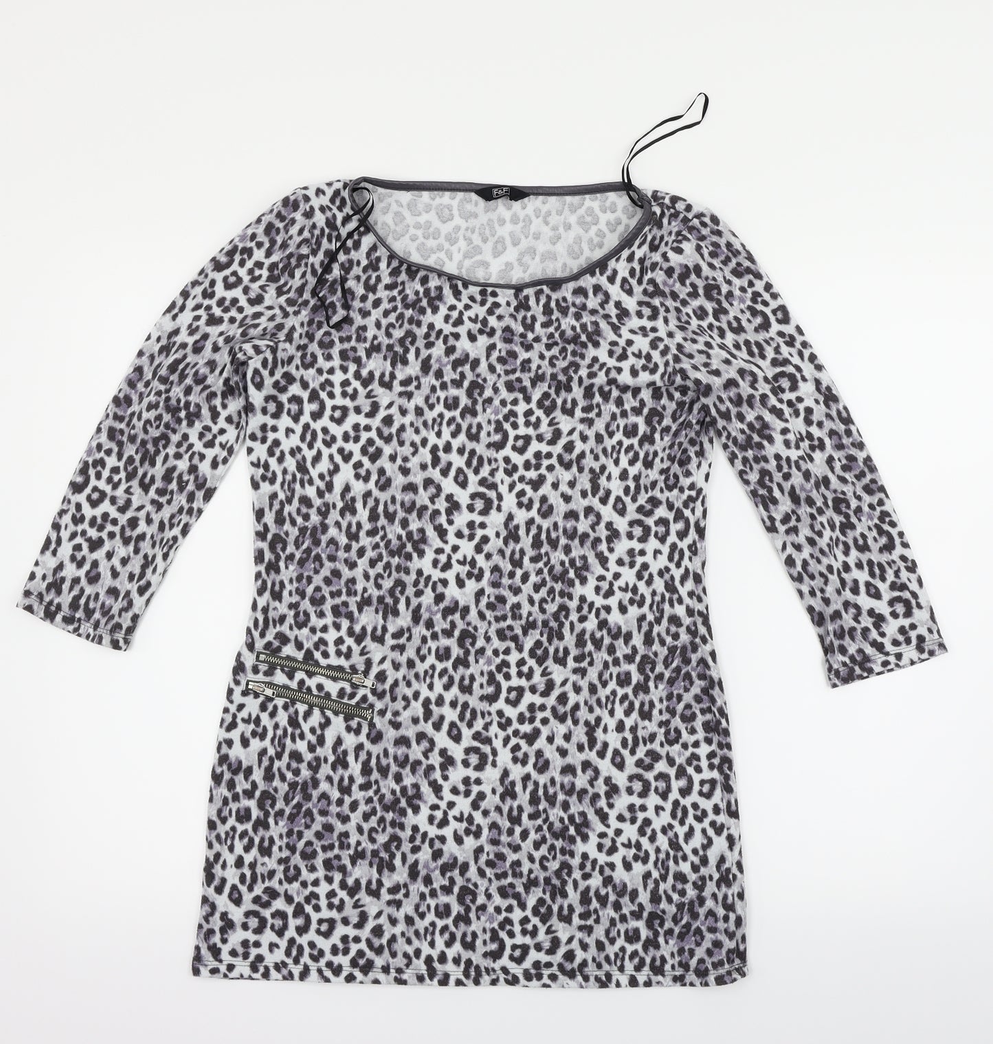 F&F Womens Multicoloured Animal Print  Basic T-Shirt Size 8