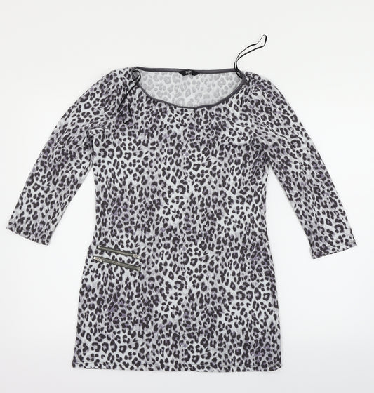 Front view of F&F women’s multicoloured animal print basic t-shirt, size UK 8