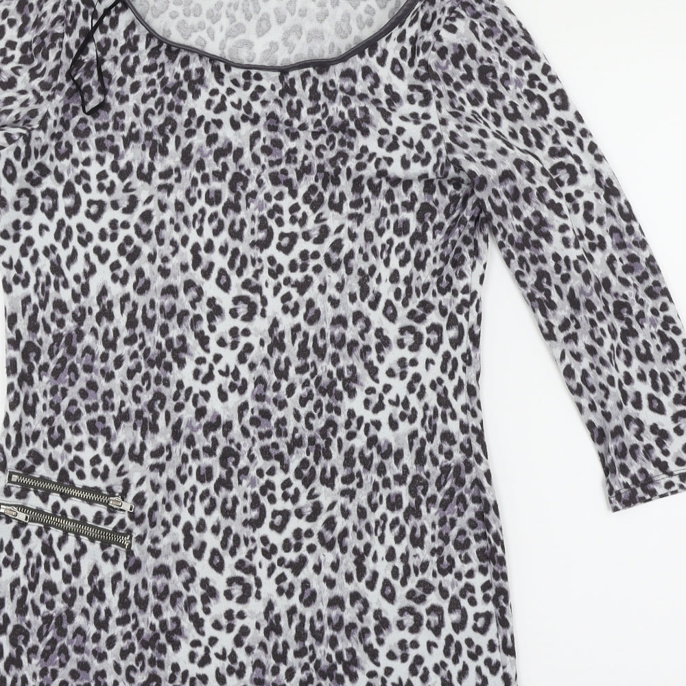 F&F Womens Multicoloured Animal Print  Basic T-Shirt Size 8