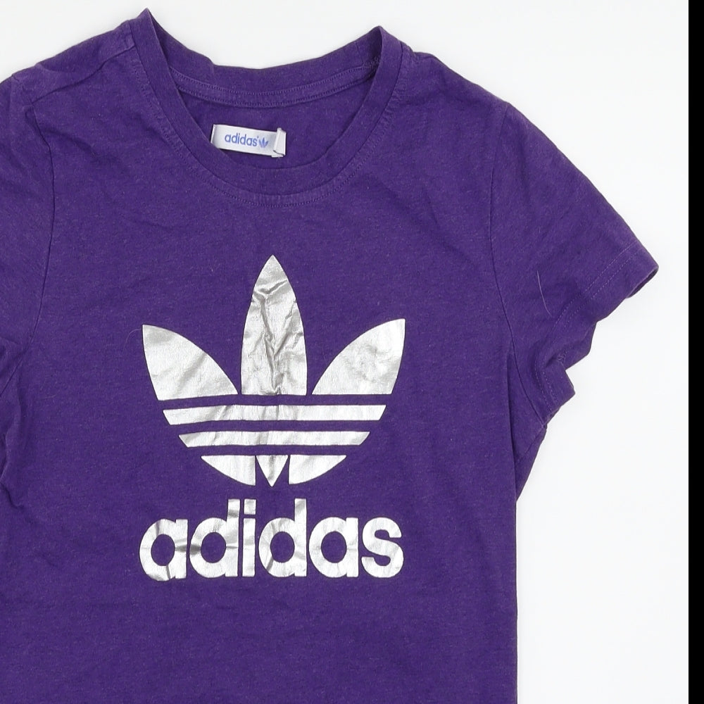 adidas Womens Purple   Basic T-Shirt Size 10