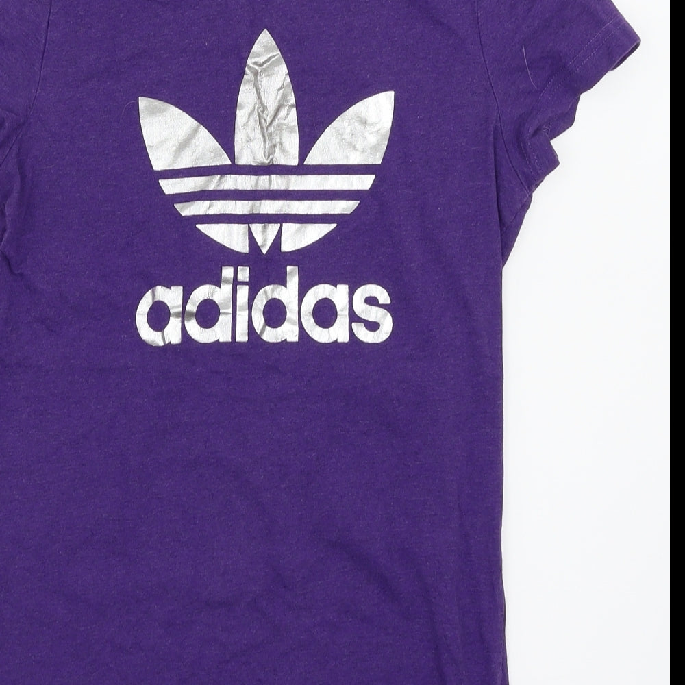 adidas Womens Purple   Basic T-Shirt Size 10