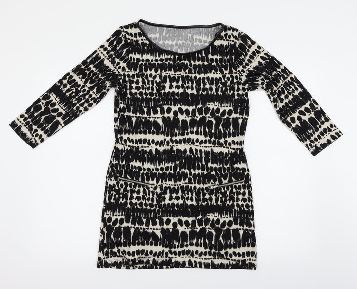 F&F Womens Black Animal Print Basic Blouse Size 8