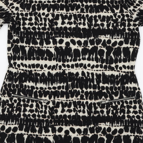 F&F Womens Black Animal Print  Basic Blouse Size 8