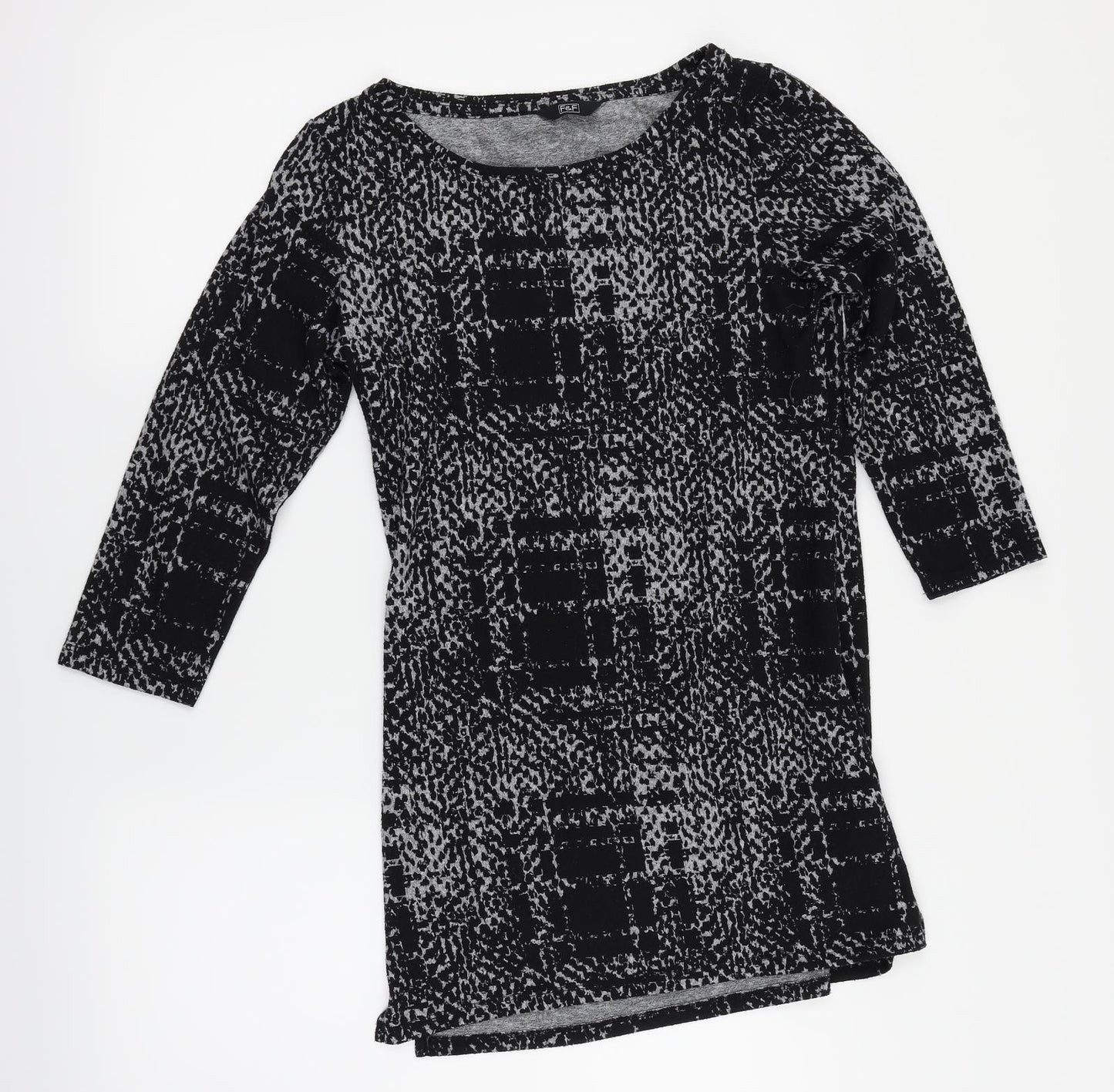 F&F Womens Black Herringbone  Basic Blouse Size 8