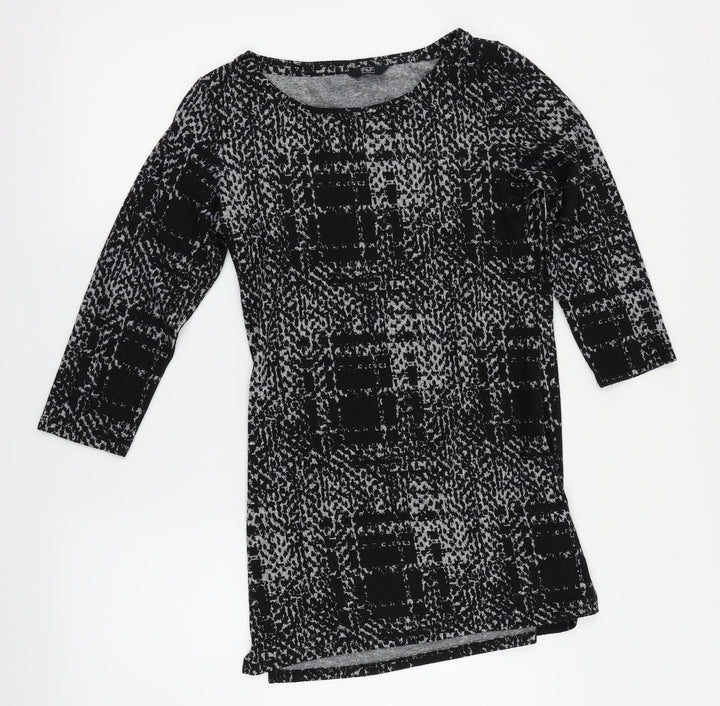 F&F Womens Black Herringbone Basic Blouse Size 8