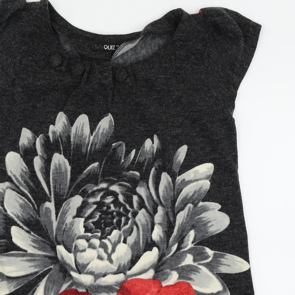 Quiz Womens Black Floral  Pullover Jumper Size 12