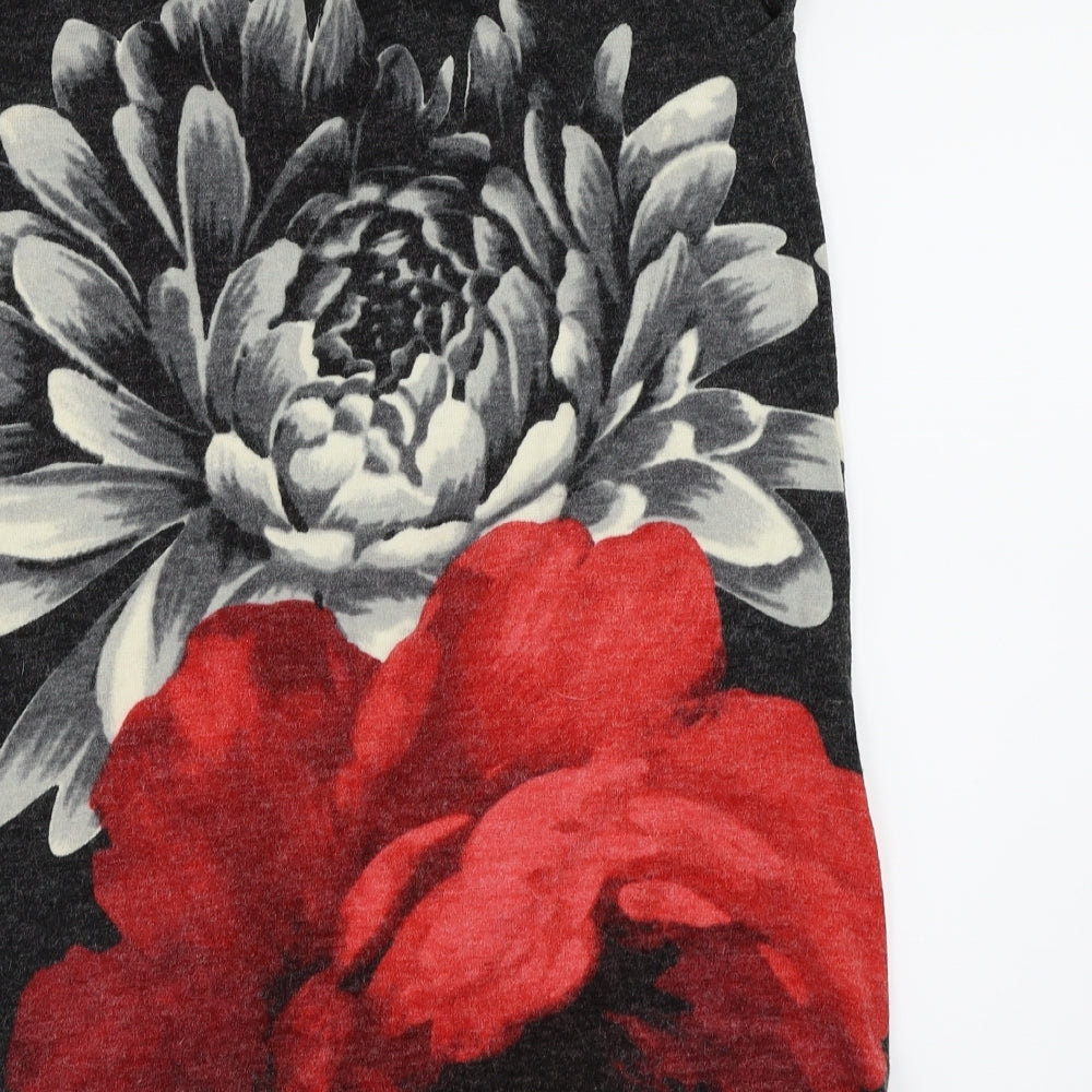 Quiz Womens Black Floral  Pullover Jumper Size 12