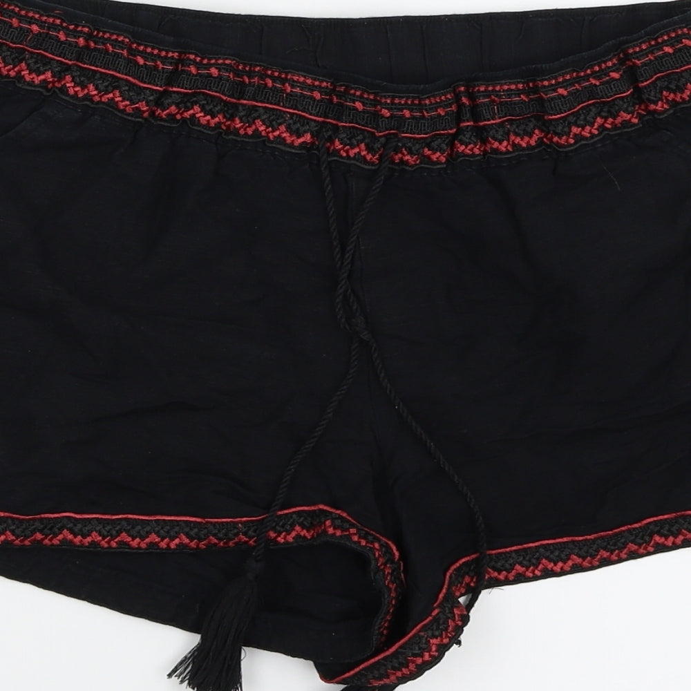 ESMARA Womens Black Geometric  Hot Pants Shorts Size 12