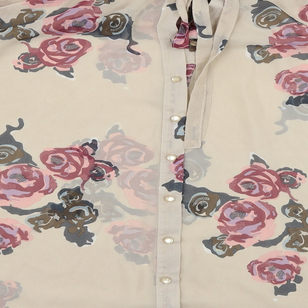 Papaya Womens Beige Floral  Basic Button-Up Size 22