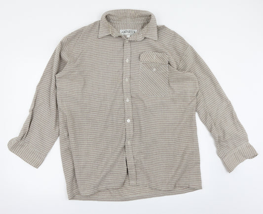 Front view of Antarex men’s multicoloured check button-up, size L