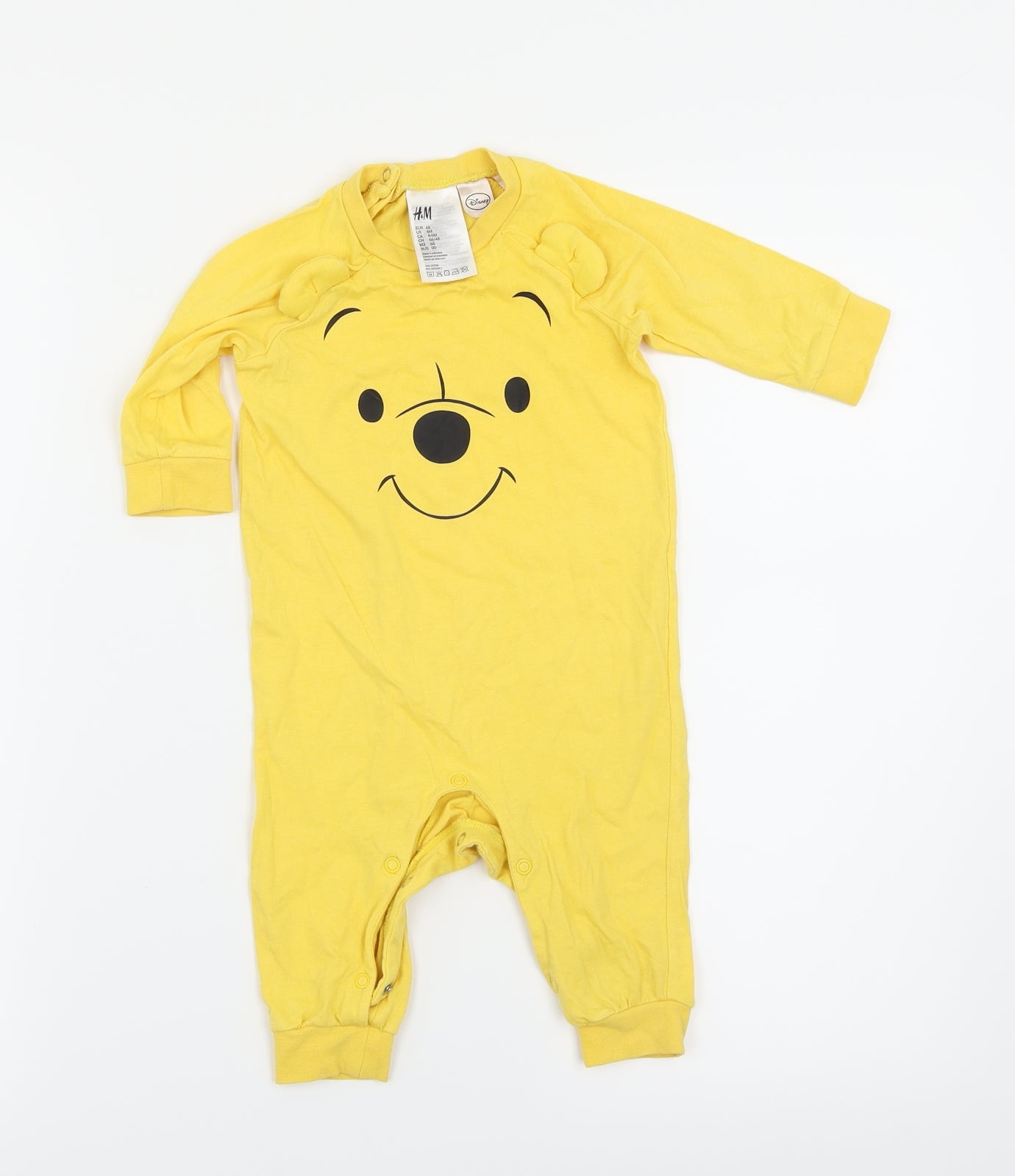 H&M Baby Yellow   Babygrow One-Piece Size 6-9 Months  - Winnie The Pooh Disney