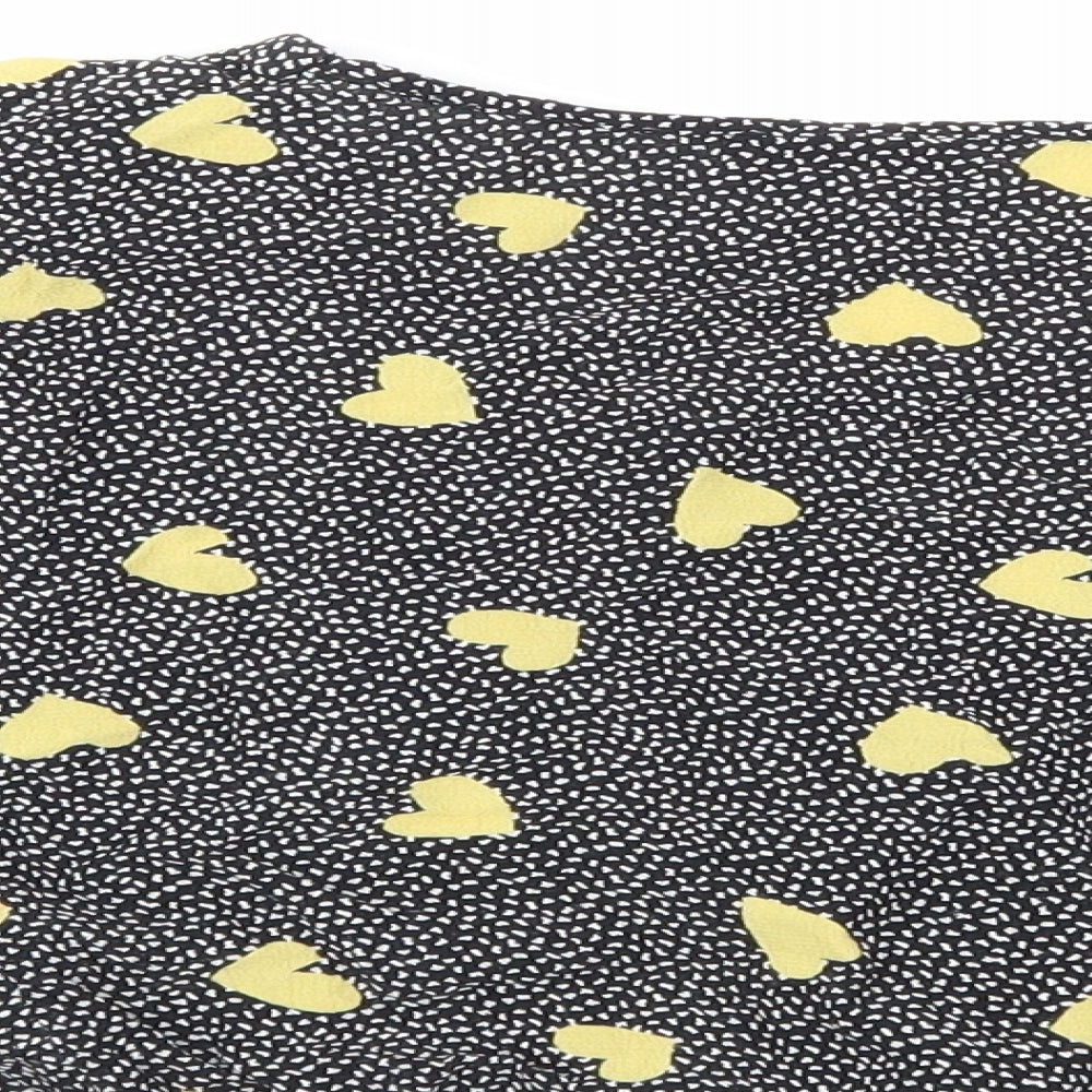 Topshop Womens Black Animal Print  Cropped Blouse Size 8