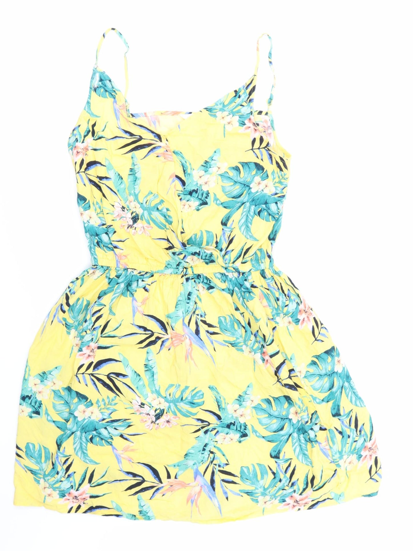 H&M Girls Yellow Floral  Skater Dress  Size 14-15 Years