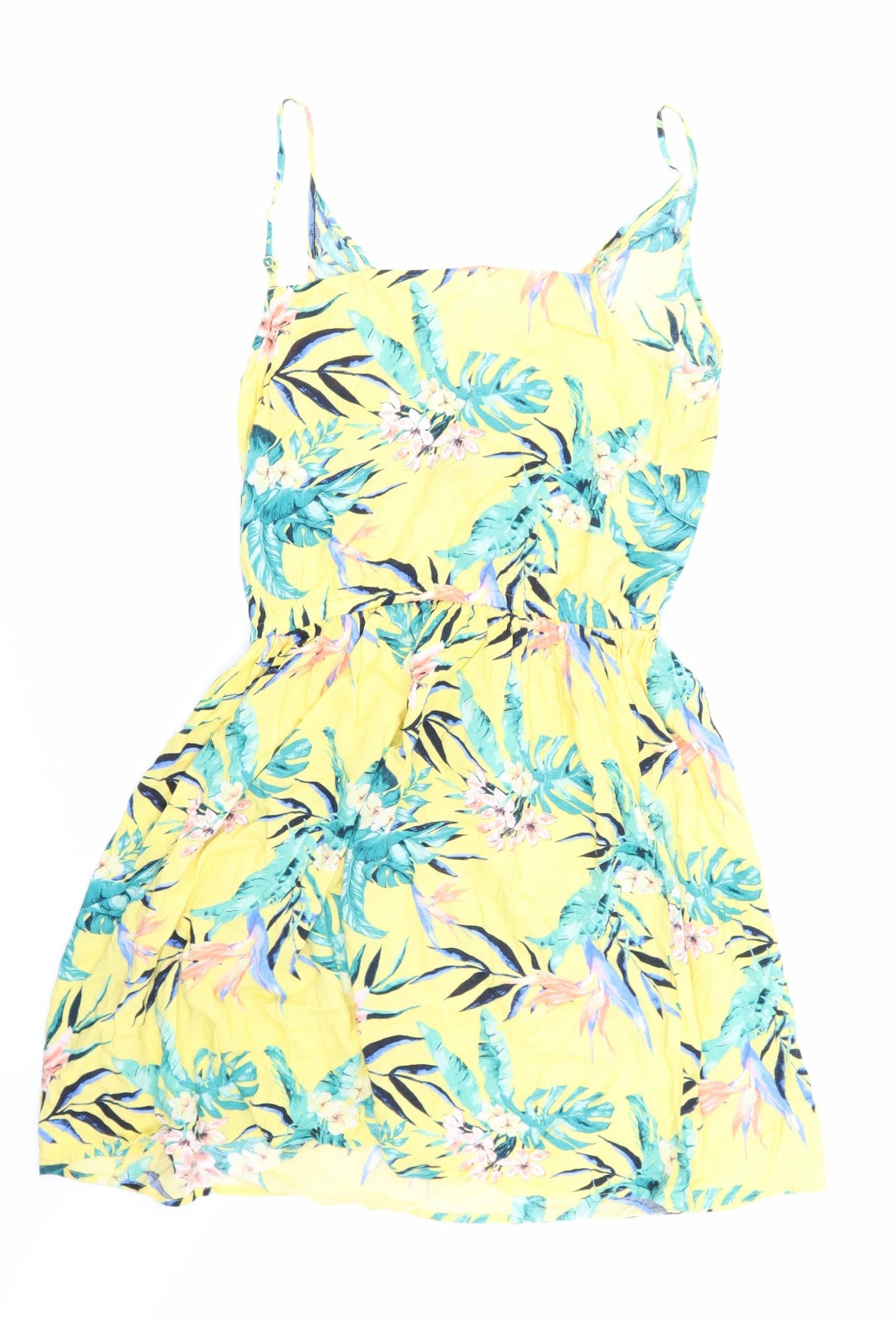 H&M Girls Yellow Floral  Skater Dress  Size 14-15 Years