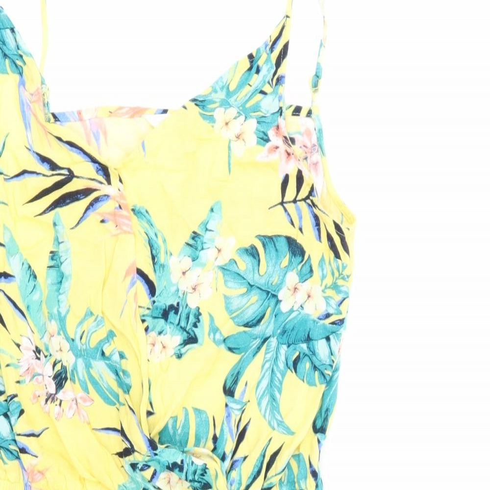 H&M Girls Yellow Floral  Skater Dress  Size 14-15 Years