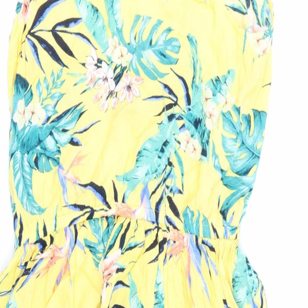 H&M Girls Yellow Floral  Skater Dress  Size 14-15 Years