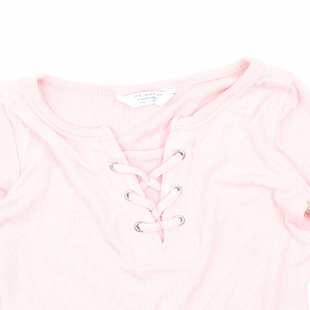 Primark Girls Pink   Cropped T-Shirt Size 9-10 Years