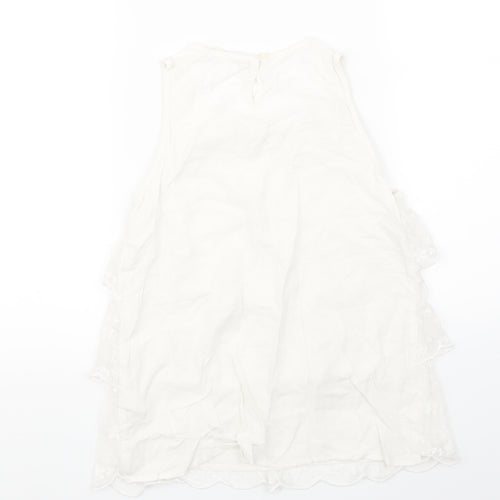 H&M Girls White Floral Lace Basic T-Shirt Size 11-12 Years