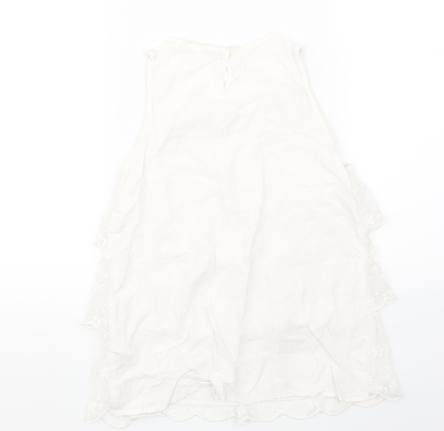 H&M Girls White Floral Lace Basic T-Shirt Size 11-12 Years