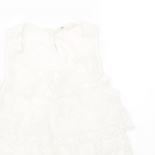 H&M Girls White Floral Lace Basic T-Shirt Size 11-12 Years