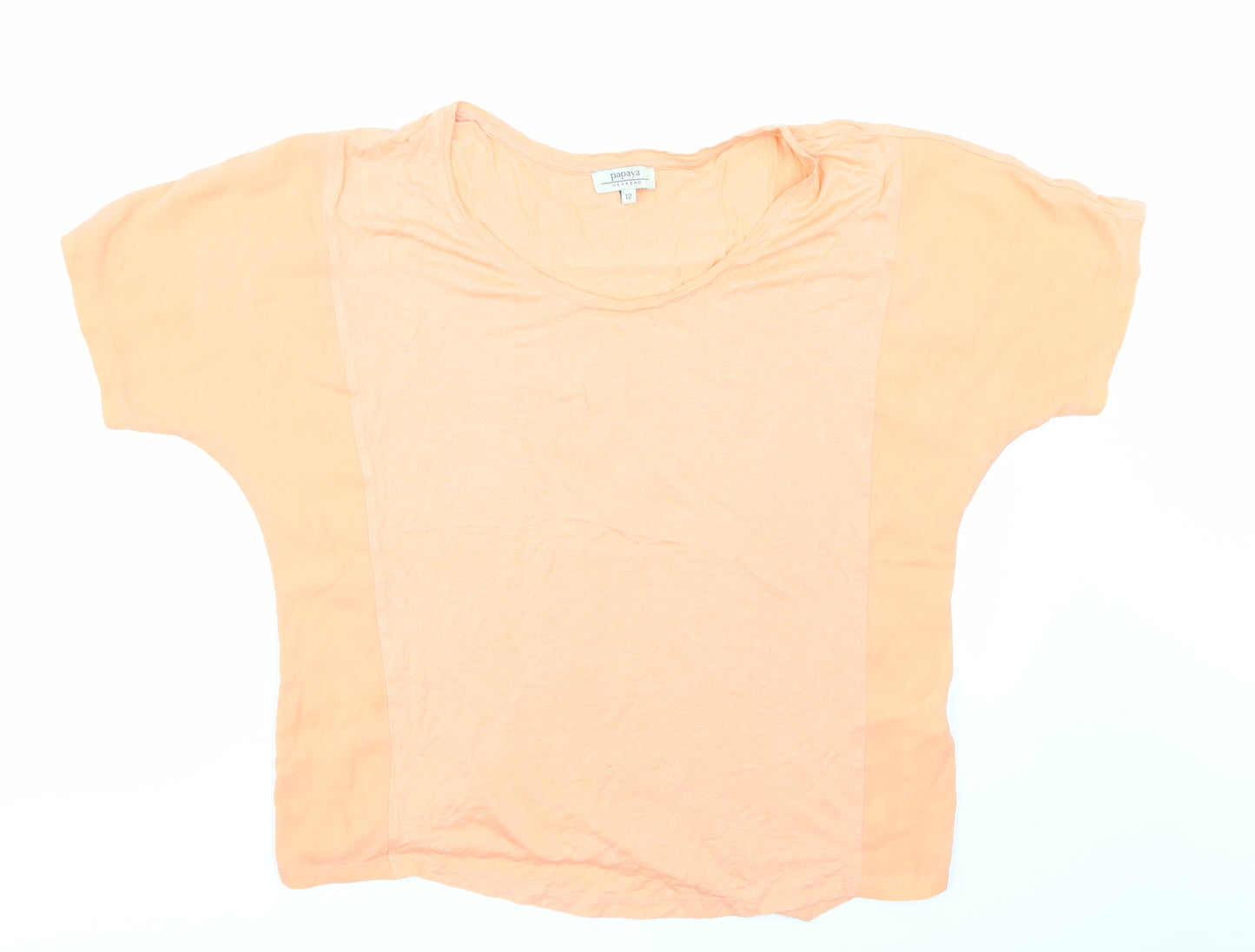 Papaya Womens Orange   Basic T-Shirt Size 12