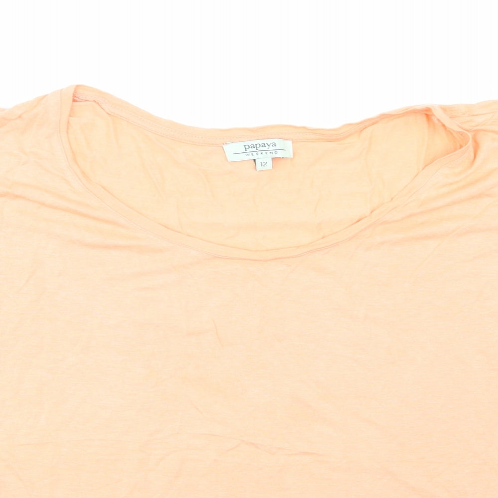 Papaya Womens Orange   Basic T-Shirt Size 12
