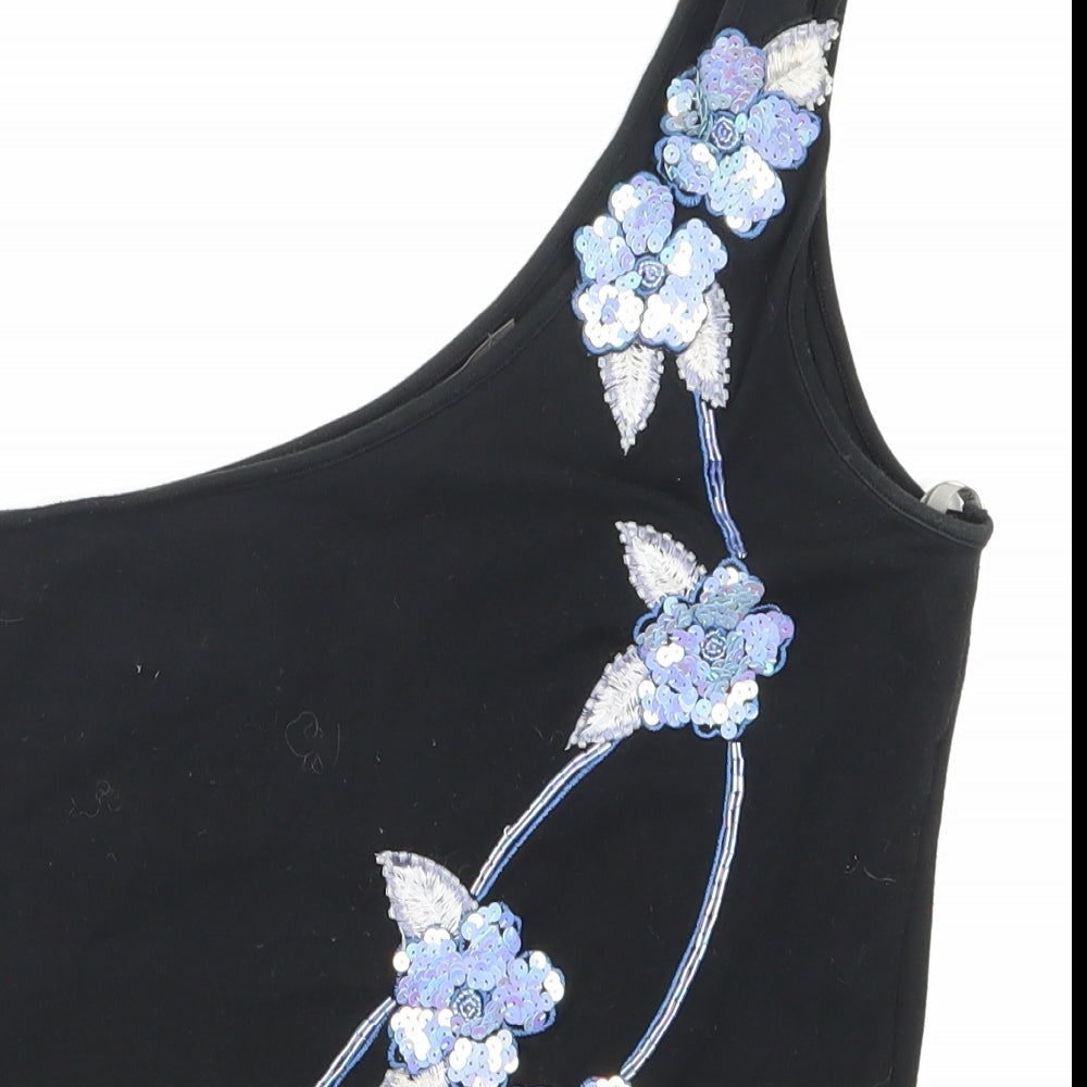 Riverisland Womens Black Floral  Basic Tank Size 14