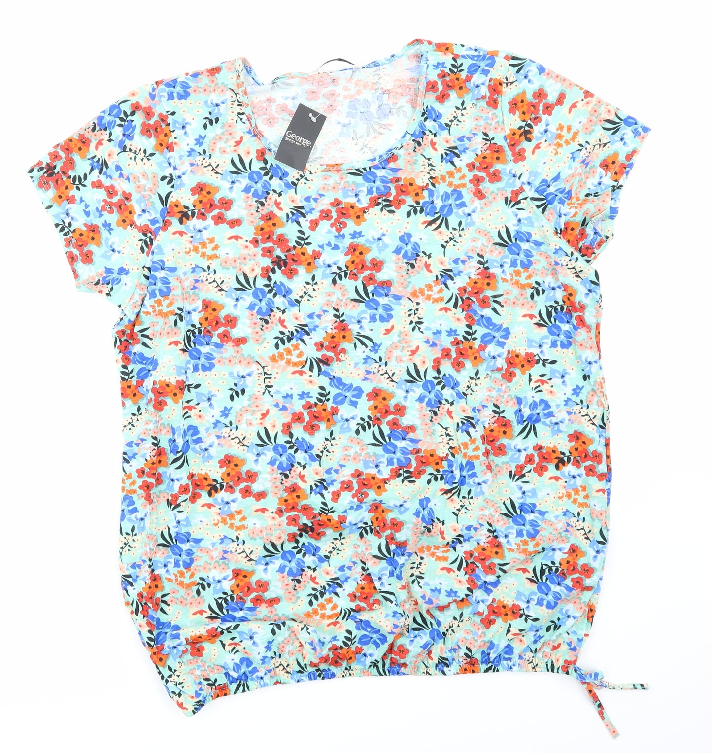 George Womens Green Floral  Basic T-Shirt Size 18