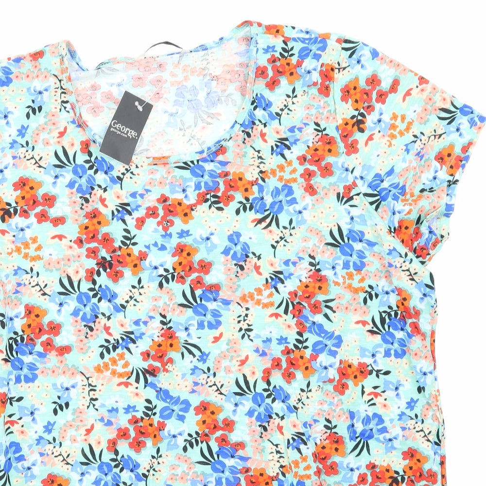 George Womens Green Floral  Basic T-Shirt Size 18