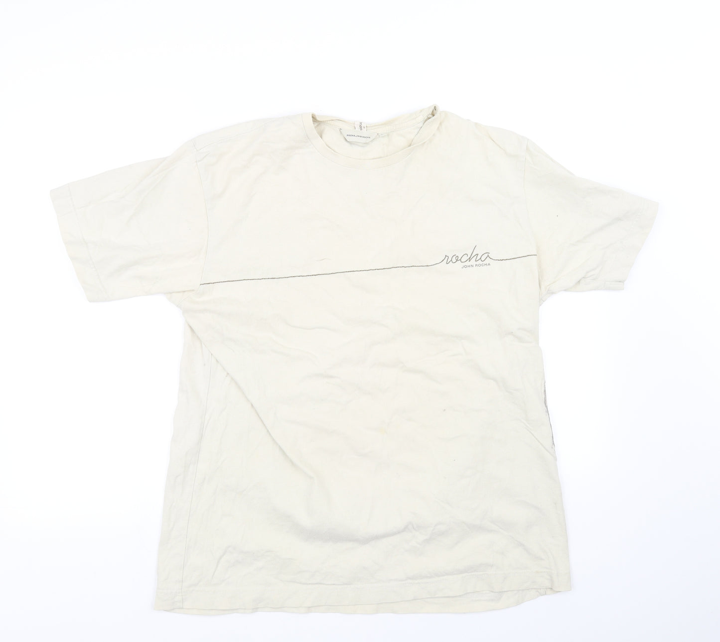 John Rocha Mens Beige    T-Shirt Size L