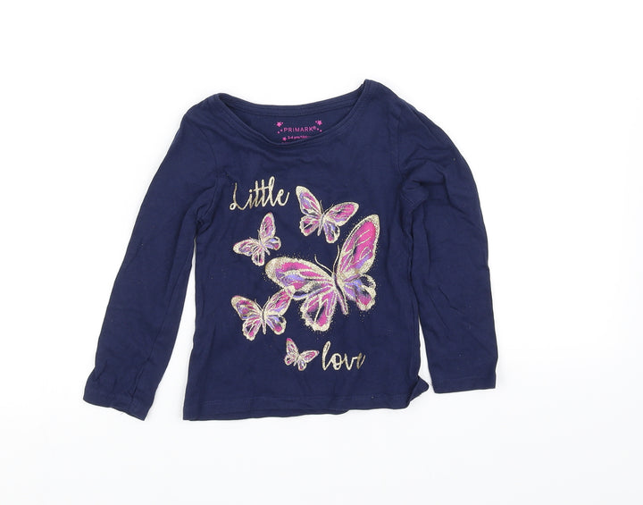 Primark Girls Blue   Basic T-Shirt Size 3-4 Years