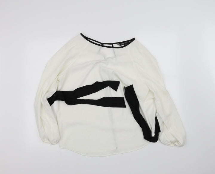 Divided Womens White Basic Blouse Size 14