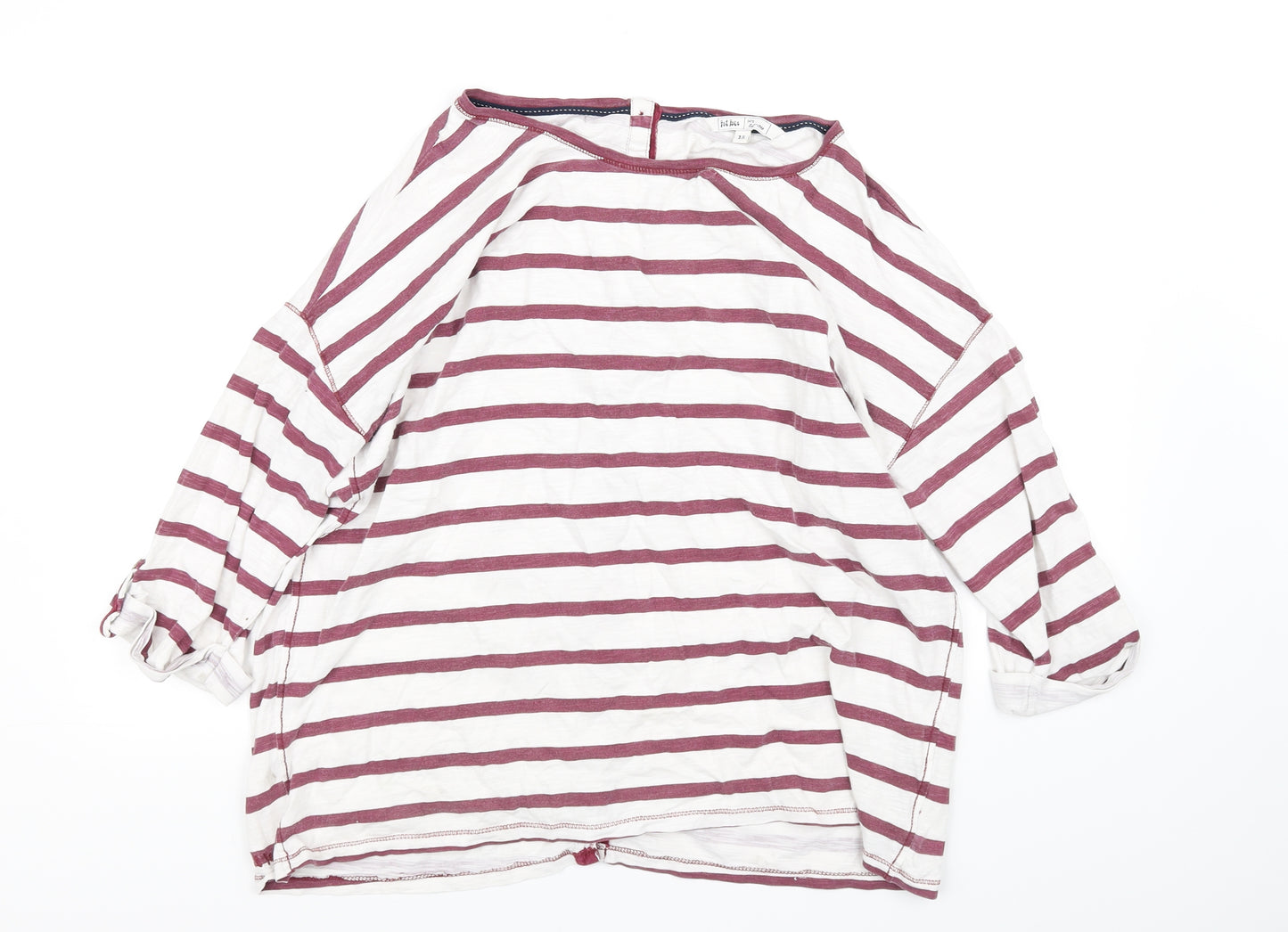 Fat Face Womens White Striped  Basic T-Shirt Size 18