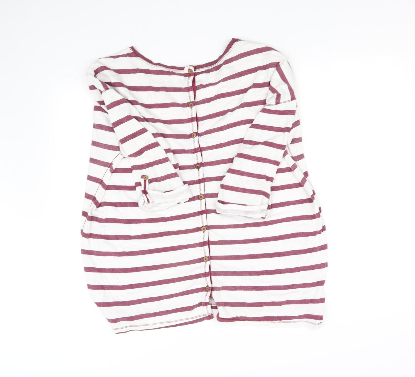Fat Face Womens White Striped  Basic T-Shirt Size 18