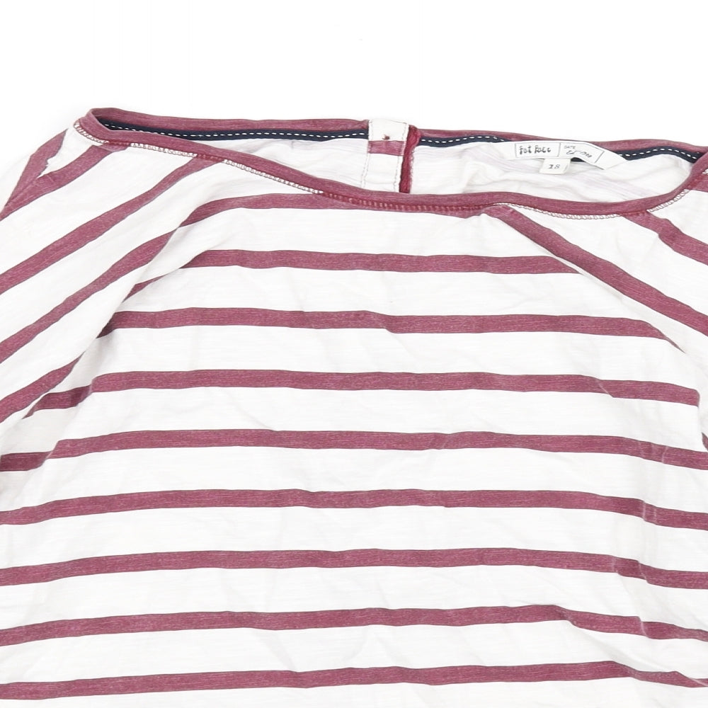Fat Face Womens White Striped  Basic T-Shirt Size 18