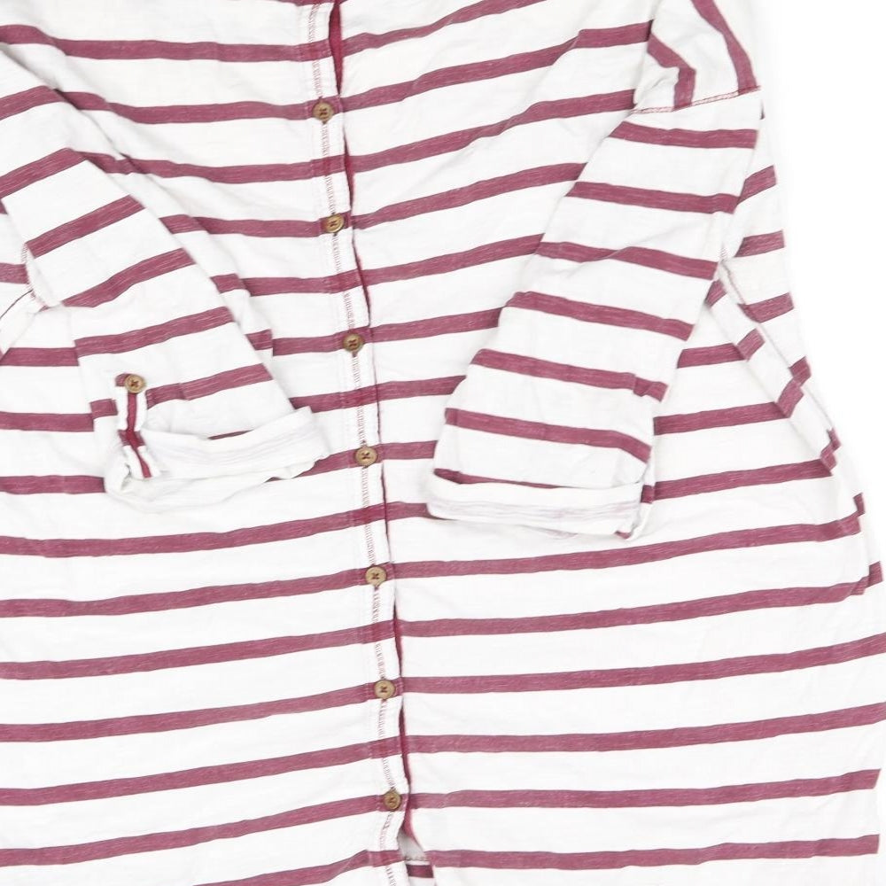 Fat Face Womens White Striped  Basic T-Shirt Size 18