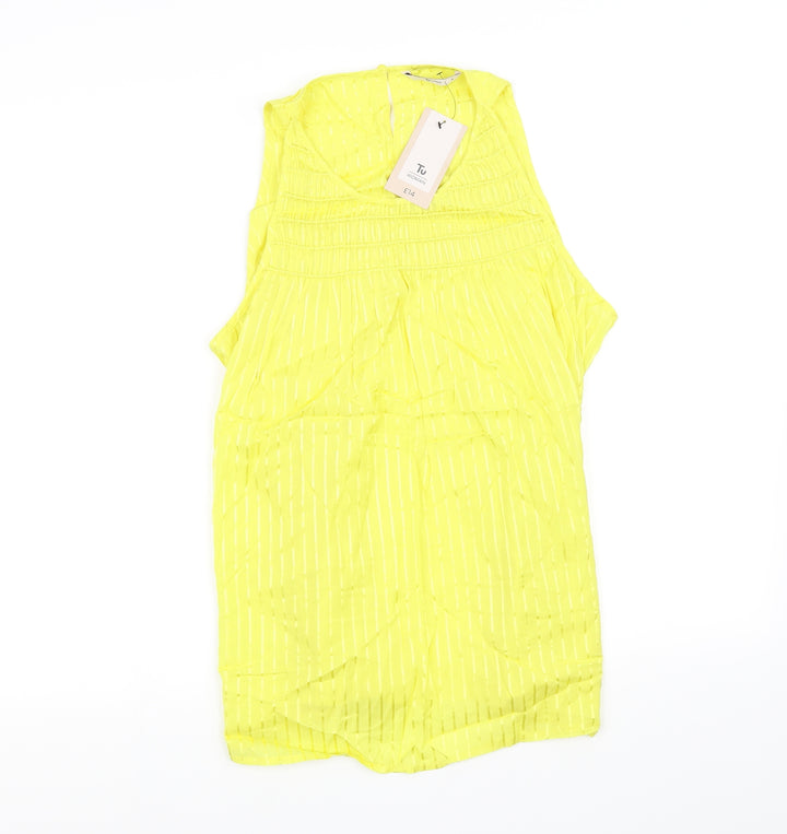 TU Womens Yellow Basic Blouse Size 14