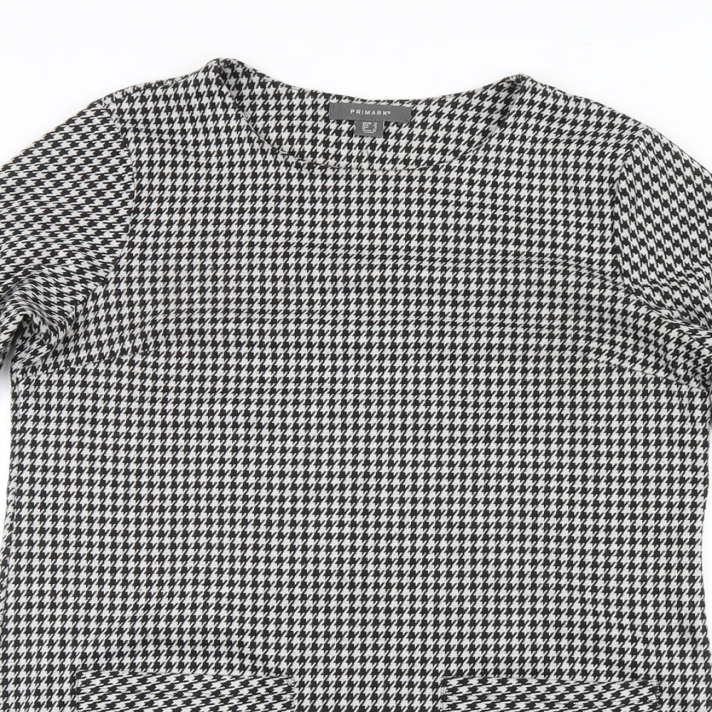 Primark Womens Black Houndstooth  Shirt Dress  Size 12