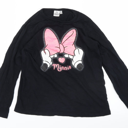 Primark Girls Black   Basic T-Shirt Size 10-11 Years  - Minnie Mouse